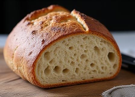 Rustiek zuurdesem landbrood met krokante korst